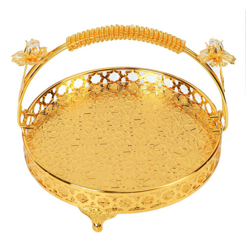 Fruit Tray Retro Style Round Large Capacity Handle 2