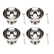 4 cuencos con base para helado de acero inoxidable