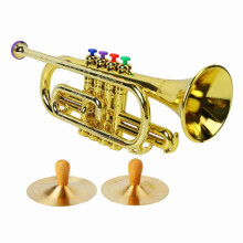 Speelgoedtrompet van plastic met bekken voor kinderen
