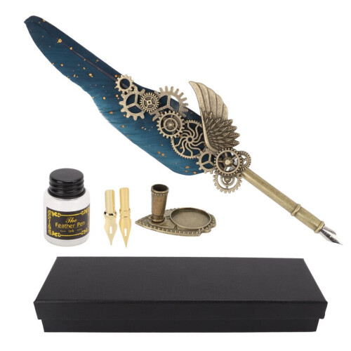 Ensemble plume et encre style vintage brillant