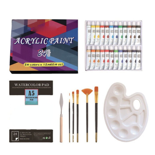 32-teiliges Aquarellfarben-Set, 24 Acrylfarben