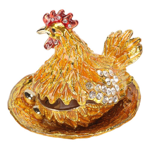 Goldene Hühnerfigur Schmuckkästchen Handgefertigt 2