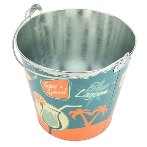 Tragbarer Getränke-Eiskübel aus Metall mit Griff 2
