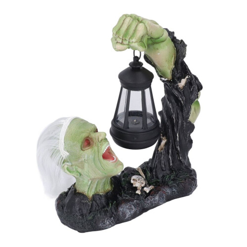 Horror schedel beeldje lantaarn groene hars 2