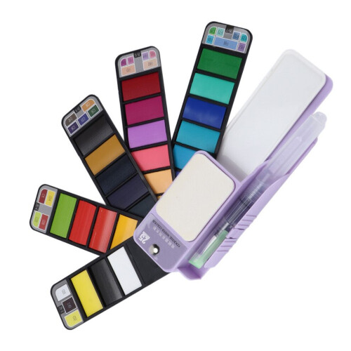 Watercolor Paint Set Portable Foldable Fan Shape 2