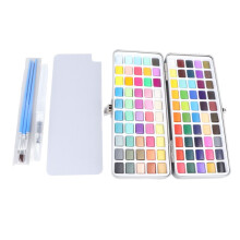 Aquarelverfset met 100 kleuren, draagbare ijzeren doos