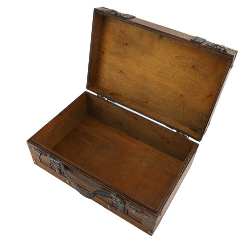 Synthetic Wood Suitcase Vintage Decorative Storage 2