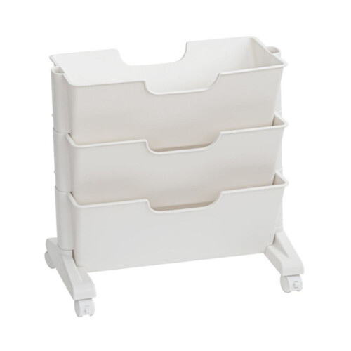 Movable Bookshelf White 3 Layers Large Capacity