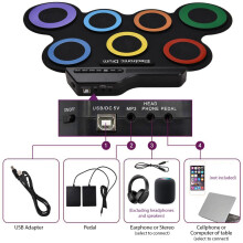 Electric Drum Set Portable Drum Pad Kit 7 Pads