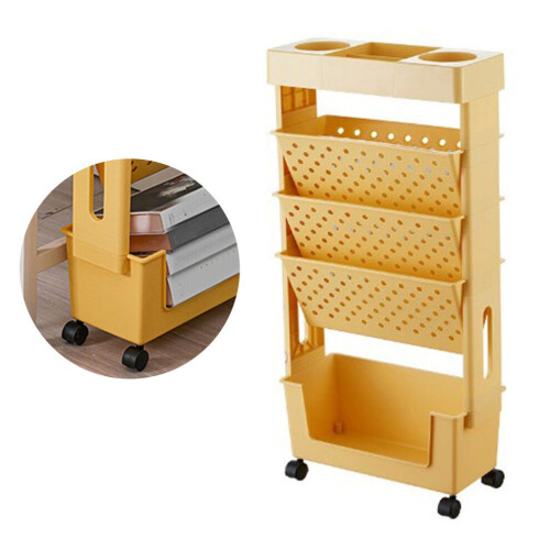 Movable Bookshelf Multilayer Capacity Rotatable 2
