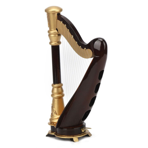 Arpa en miniatura de madera de 16 cm, modelo musical. 2