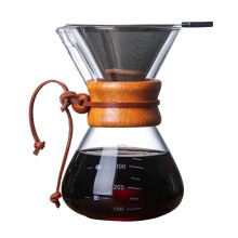 Cafetieră Pour Over, filtru reutilizabil din oțel inoxidabil, design elegant, manșon ergonomic din lemn rezistent la căldură, ușor de