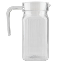 Brocca per bevande in acrilico con manico, bottiglia trasparente infrangibile con coperchio, design a righe, dispenser di acqua fredda per uso