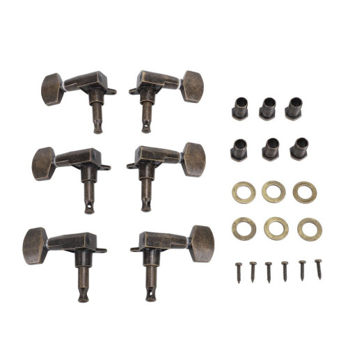 6 st 3R 3L gitarrsträngstämskruvar brons stängda