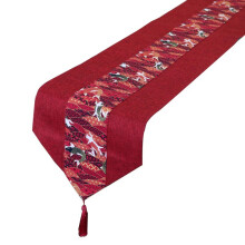 Bordløber til spisebord, luksuriøs finish, elegant satin glans polyester bomuldsblanding stof med traditionelt design, pletbestandigt stof, falmer