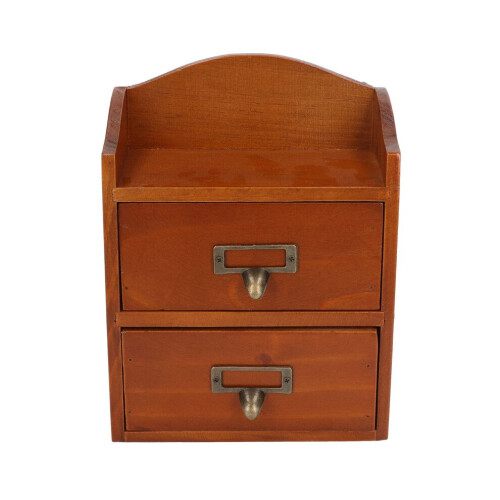 Desktop Wooden Storage Box Retro Multi Layer 2