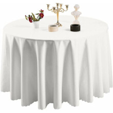 Nappe ronde infroissable, lavable en polyester avec bordure en dentelle, imperméable et résistante aux taches, résistante à la décoloration et