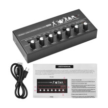 6-Kanal-Audiomixer, Stereo-Line-Mixer, Metall