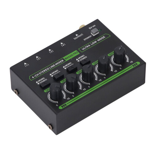 4 Channel Stereo Sound Mixer Low Noise 1/4in Input 1