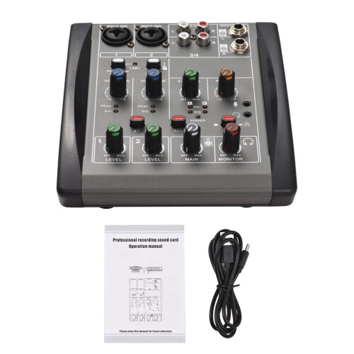 Audio Mixer 4-Channel Mixing Console 48V Phantom 1