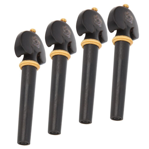 4Pcs Violin Tuning Peg HandCarved Flower Ebony 2