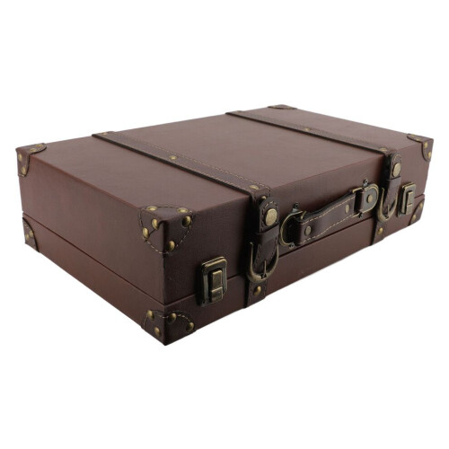 Vintage Leather Suitcase European Style Brown 2