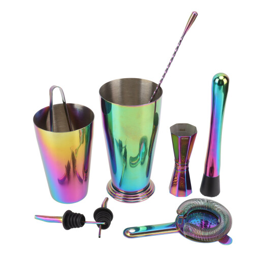 Κιτ μπάρμαν Σετ σέικερ κοκτέιλ Mixology Εργαλεία μπάρμαν Ιριδίζον φινίρισμα από 2