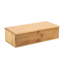 Organizzatore per utensili con divisori scanalati per cassetti, contenitore in bambù raffinato e resistente per la cucina, facile da pulire e da