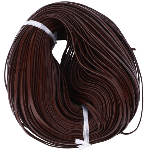 Manual DIY Flat Leather Cord 100m Long Braided