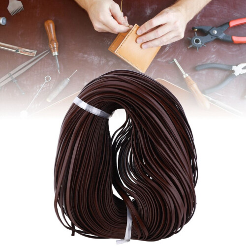 Manual DIY Flat Leather Cord 100m Long Braided 1