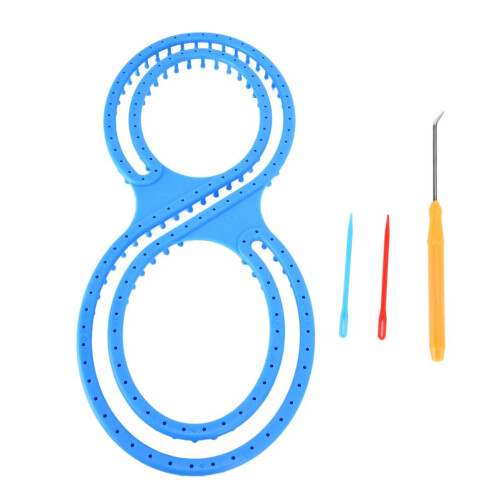 Knitting Loom 8 Shape Plastic Blue Loom Kit with 1