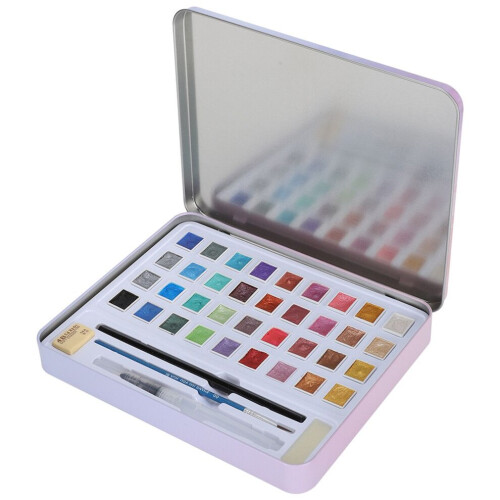 Aquarellfarben-Set, 36 Farben, Perlmutt-Farben, Uni 1
