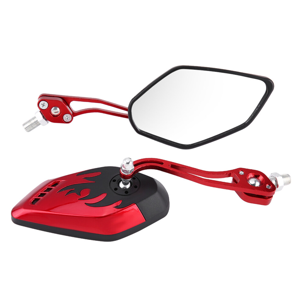 Flame Pattern Aluminum Rear View Mirrors For Motorcycle Scooter 8Mm/10Mm Red 4641362856032