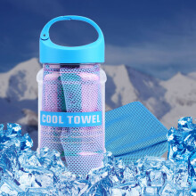 Light Blue Sports Cooling Towel with Storage Bottle Breathable &amp; Lightweight