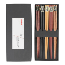 Hashis de madeira clássicos, duráveis e saudáveis, conjunto de 5 pares em cores sortidas para uma experiência gastronômica vibrante.
