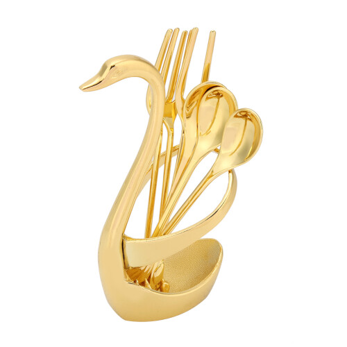 Όμορφο σετ πιρουνιών και κουταλιών με βάση Swan, δημιουργικά σερβίτσια φαγητού με 2