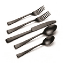 Conjunto de talheres para sala de jantar moderna, conjunto de talheres em aço inoxidável com acabamento elegante preto, talheres duráveis e