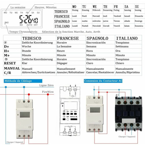 Minuterie numérique programmable, conception de qualité industrielle pour préchauffage et éclairage d'aquarium, minuterie précise et 2