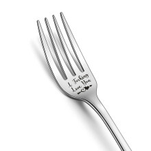Hochglanzpolierte Edelstahlgabel, perfektes Geschenk: Personalisierte Tischgabeln mit der Gravur „Ich liebe dich so sehr“, lustiges, graviertes