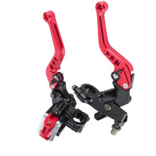 Universal 7/8"(22mm) Motorcycle Brake Clutch Reservoir Levers, Red