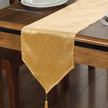 Elegante camino de mesa con borlas para uso doméstico y en fiestas, camino de mesa de lino sintético con borlas, impermeable, brillante, para