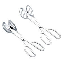 Pinzas para ensalada de diseño ergonómico, pinzas para servir alimentos de acero inoxidable con mangos de tijera para evitar bacterias, resistentes