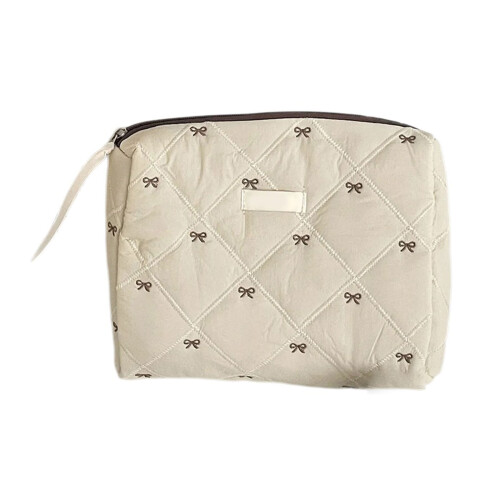 Spacious Makeup Pouch Bows Decoration Hand Carry-Clutch bag