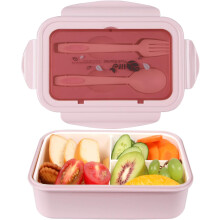 Bentobox voor volwassenen, lekvrije lunchbox van 1200 ml met bestek, BPA-vrij, bentobox met 3 compartimenten en aparte voedselvakken, geschikt voor