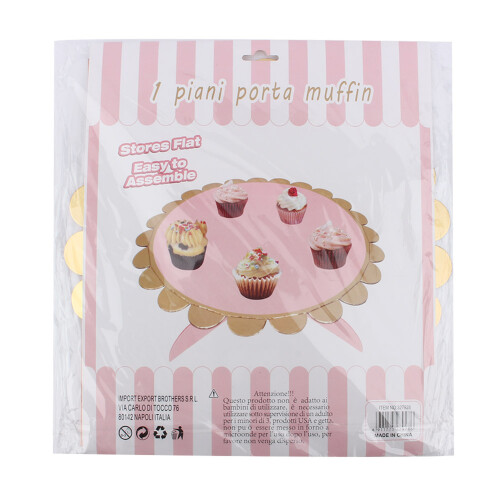 Ροζ βάση 3 επιπέδων για cupcakes, κομψή θήκη για επιδόρπιο τούρτας με λουλουδάτο 2