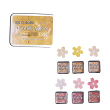 6 Pcs Flowing Colors Series Ink Pad Set Stamp-The long and hot