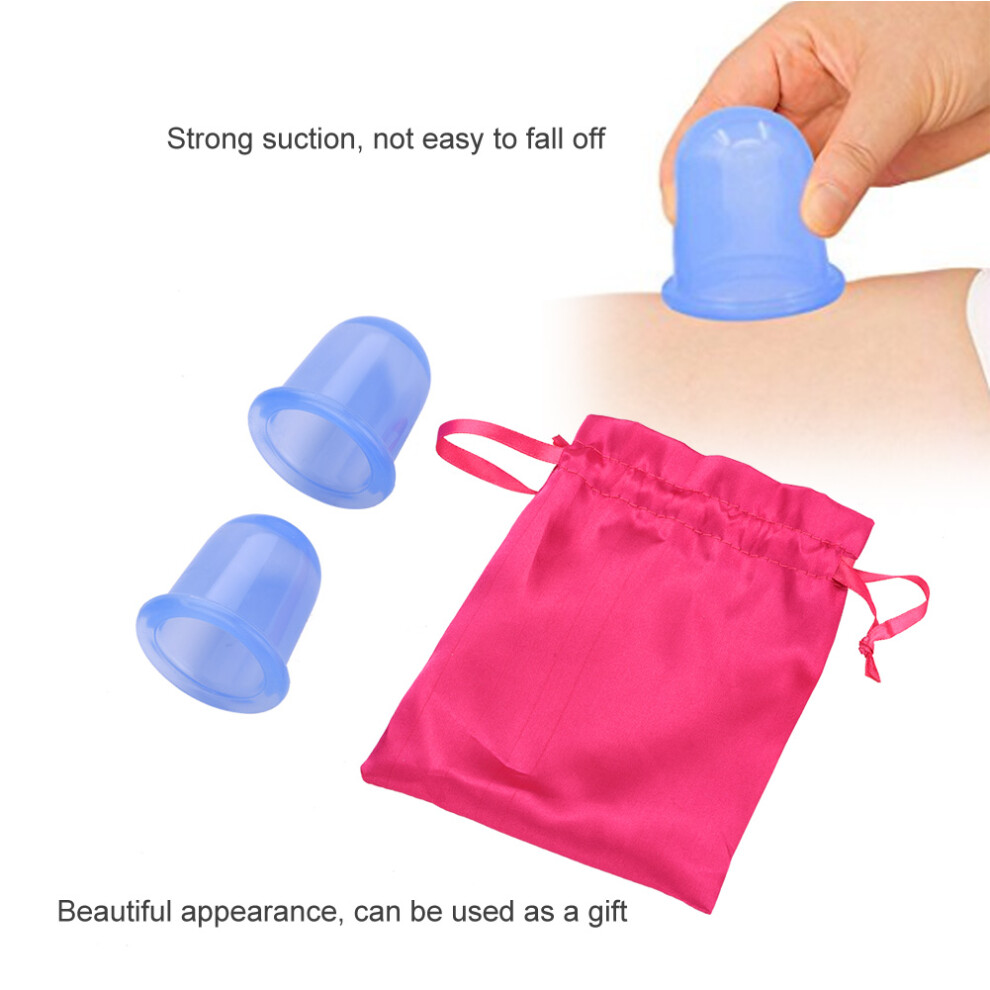 2pcs Blue Silicone Vacuum Cups for Body Massage and Cellulite Treatment