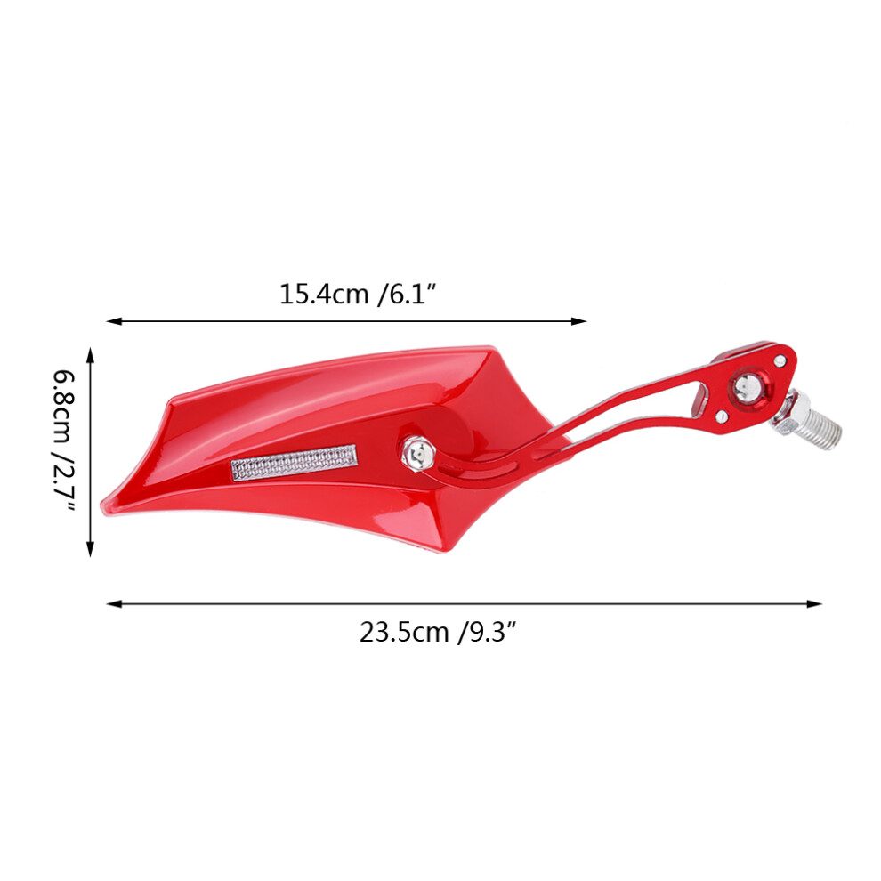 Universal Motorcycle Scooter Aluminum Alloy Side Rear View Mirrors, 10Mm & 8Mm Red 4331362868783