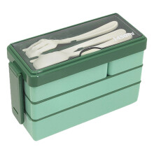 Fiambrera Bento de 3 capas, fiambrera portátil con 4 compartimentos y tapas a presión, recipiente apilable para preparación de comidas que ahorra