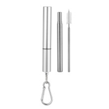 Eco Friendly Travel Straws Set, Foldable Stainless Steel Drinking Straws with Cleaning Brush and Storage Container, Reusable Straws for Home and Outdo